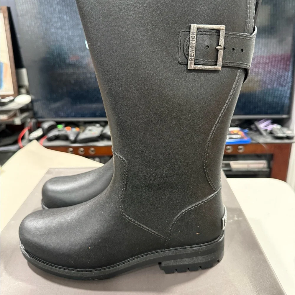 Kenneth Cole Reaction Rainy Dayz Black Rain Boots Men Size 8 New
